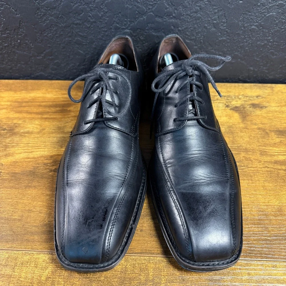 Johnston & Murphy NJ-6461 Black Leather‎ Bicycle Toe Oxford Mens Size 10 M